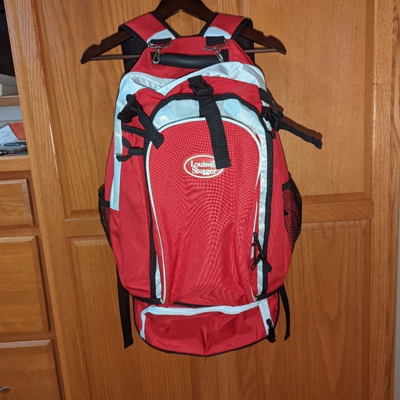 Louisville Slugger Softball Large Backpack Expandable Red White Travel equipment - Picture 2 of 14